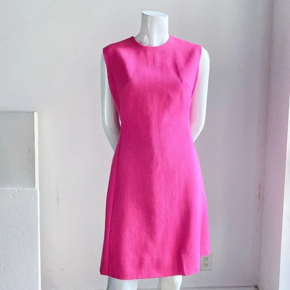Vintage Barbie Candy Pink Sleeveless  Short Wool Blend Dress M - Picture 3 of 8